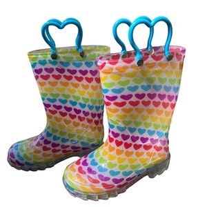 Magellan Outdoors Rainbow Hearts Toddler PVC Rain Boots 8T